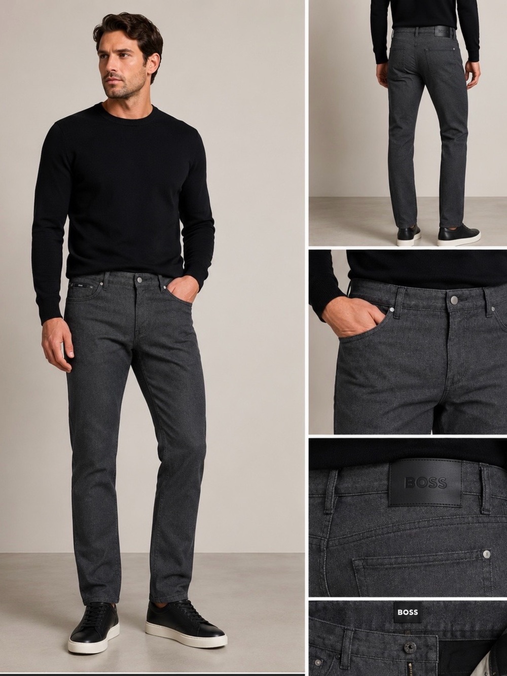 BOSS Men's Dark Charcoal Regular fit Straight Jeans size 33X34